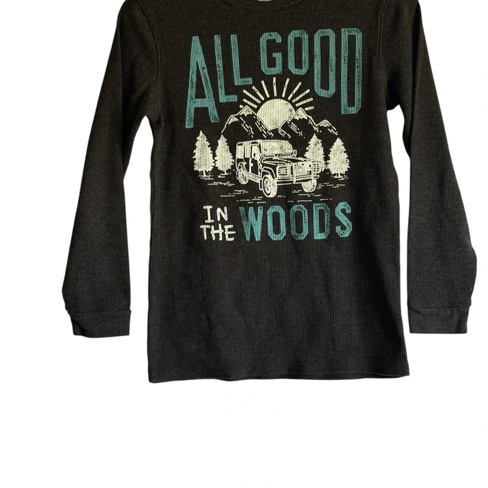 Old Navy Black 'All Good in the Woods' Long Sleeve Tee Termal